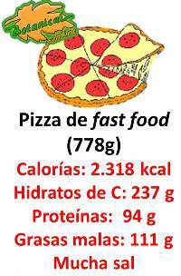 valor nutricional de una pizza de fast food entera, etiqueta