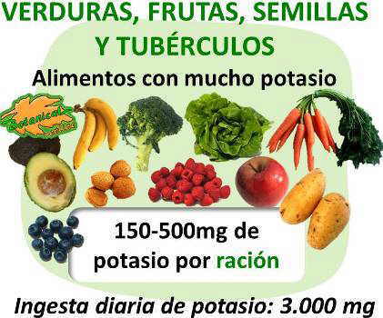 alimentos ricos en potasio frutas verduras tuberculos semillas