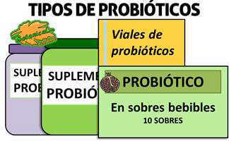 tipos de suplementos probiotico, características viales capsulas sobres