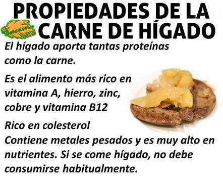 propiedades nutricionales del hígado