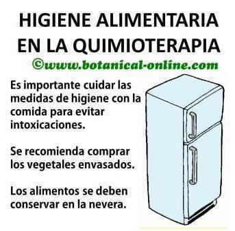 Higiene de los alimentos en quimioterapia contra el cancer