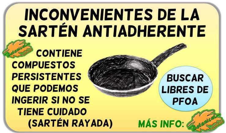 sarten antiadherente de teflon inconvenientes peligros salud