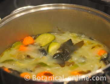 Receta sopa de algas y verduras triturar