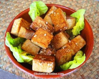 Tacos de tofu con salsa de soja y sésamo