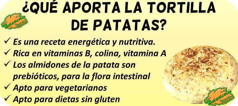 tortilla de patatas propiedades valor nutricional