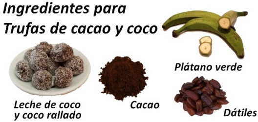 ingredientes trufas de cacao coco caseras sin gluten ni harina