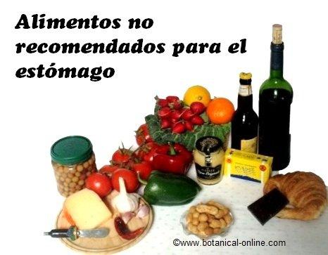 alimentos no recomendados para la ulcera de estomago