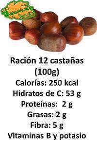 valor nutricional composicion castañas asadas por racion