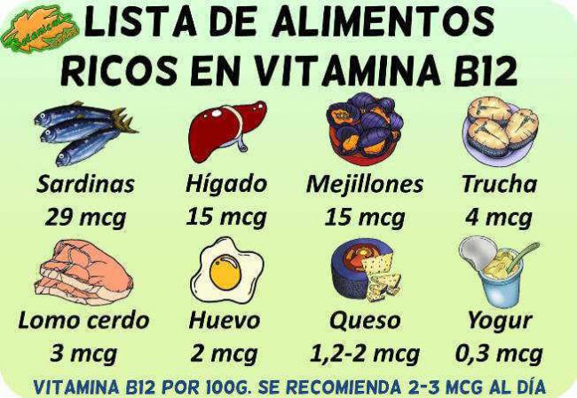 vitamina b12 cobalamina alimentos ricos cantidad