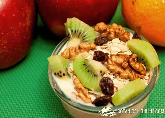 muesli con yogur, frutos secos, nueces avena y pasas