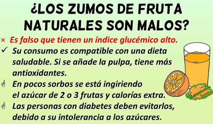 zumos malos buenos diabetes 